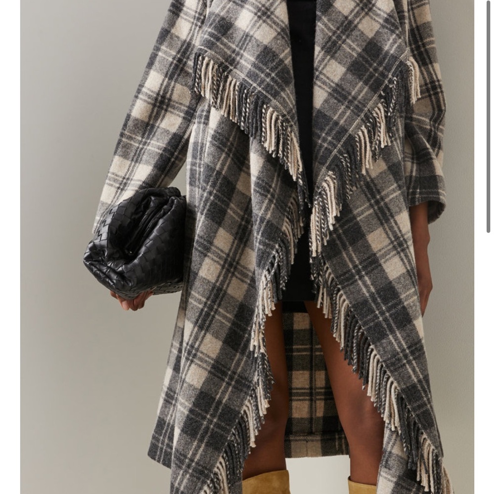 Isabel Marant Etoile Plaid Fringe Women's Wrap Coat